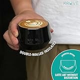 KRUVE IMAGINE Porcelain Latte Coffee Cups, Double Walled Latte Cups, Glass Cups Set of Two - 5oz Thermal Spherical Design for Latte Art, Insulated Coffee Mugs for Heat Retention (Black)