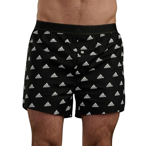 adidas Mens Woven Boxer (2pk) Boxer Briefs, Black, Medium