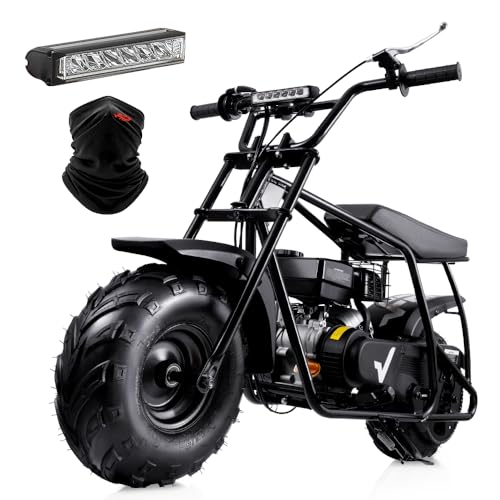 FRP Mini Dirt Bike GMB100, 99 CC Gas Powered Mini Bike 4 Stroke 3HP, Off Road Mini Bikes for Kids and Adult, Trail Bike Up to 24 Mph, Weight Support Up to 185 LBS (Black)