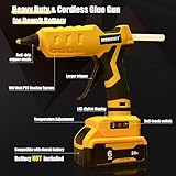 MONVICT Cordless Glue Gun for Dewalt 20V Battery, Upgraded 100W Digital Temperature Adjustable Handheld Electric Power Full Size Heavy Duty Hot Glue Gun with 10 Glue Sticks (Battery Not Included)