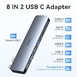 USB C Hub HDMI USB Adapter for MacBook Pro Air M3 M2 M1 2024-2018 13 14 16", MacBook Adapter Multiport 8 in 2 Mac USB C Hub with HDMI, Thunderbolt 3, 10G USB C&A Data Ports, SD TF Card Reader, Audio