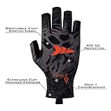 KastKing Sol Armis Sun Gloves UPF50+ Fishing Gloves UV Protection Gloves Sun Protection Gloves Men Women for Outdoor, Kayaking, Rowing, Blackout Prym1,Large - X-Large