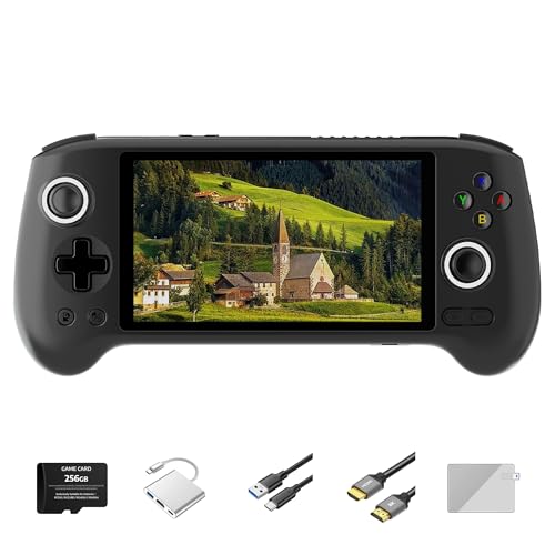 RG556 Handheld Retro Gaming Console 28 Emulators 42K+ Preloaded Games 5.48” AMOLED Display Android 13 Unisoc T820 8K TV Output Portable Video Game Console for Kids & Adults (Black-256G)
