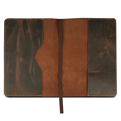 CestAntiQ, A5 Leather journal cover, Refillable Journal Cover for Large and Medium A5, Leather Handmade Notebook Cover, 9 x 6 Inches Leather Bound Journal :: Brown