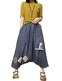 Bigasset Women's Casual Harem Pants Elastic Waist Drop Crotch Denim Jeans Style 2