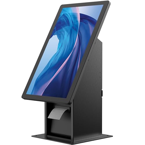Self Service Kiosk POS Stand - CTA POS Kiosk with CPU & Printer Compartments for Digital Signage Displays up to 33 Pounds - for Restaurants, Retail & Business - Black - (ADD-SSKPCB)