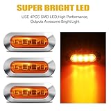 ALFU 40PCS Amber DC 12-24V LED Trailer Lights Side Marker Lights Front Rear Tail Clearance Lights with Chrome Bezel for Front Rear Tail Trailer Deck RV Truck Boat Auto Car Bus Truck Lorry