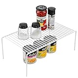 iPEGTOP Set of 6 Large (15.7 x 9.4 Inch) Kitchen Cabinet Organizer Shelf, Wire Freezer Storage Shelves Rack, Rustproof Steel Metal Shelf Riser for Dish Plates Pantry Cupboard Organization, White