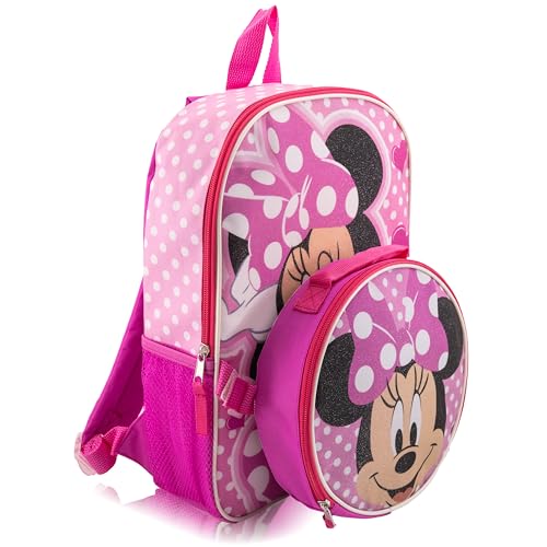 Disney Minnie Mouse Backpack With Lunch Box for Kids | Insulated Lunch Bag Lunch Box for Girls, Boys, Toddlers | 14" Backpack for School and Reusable Lunchbox