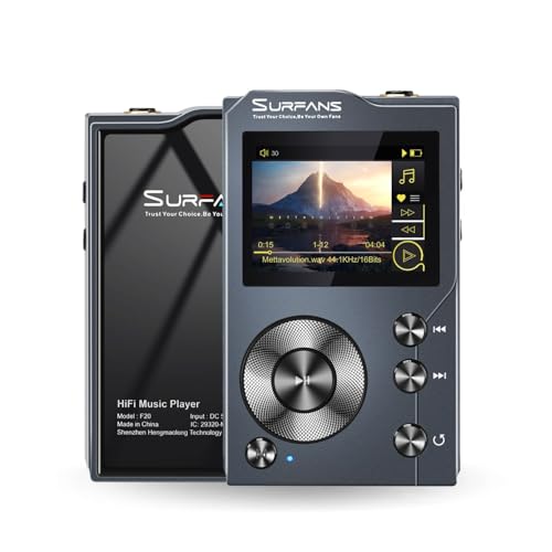 Surfans F20 HiFi MP3 Player with Bluetooth5.2, Lossless DSD High Resolution Digital Audio Music Player, High-Res Portable Audio Player with 128GB Memory Card, Support up to 256GB