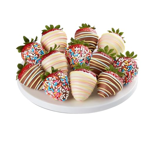 Shari’s Berries Birthday Strawberries | Chocolate Covered Strawberry Gift Box (Full Dozen, 12 Berries)