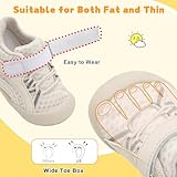 FEETCITY Wide Baby Shoes Baby First Walking Shoes Boys Girls Barefoot Infant Shoes Breathable Baby Tennis Shoes Beige 12-18 Months