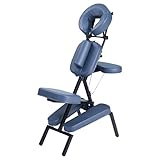 Professional Portable and Lightweight Tattoo/Massage Chair by Master Massage - Folding Aluminum Frame with Adjustable Features and Wheeled Carrying Case, Blue