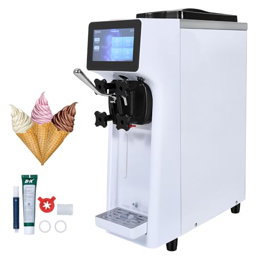 VEVOR Soft Serve Ice Cream Machine for Commercial Use, 10-15L/H Production, 1000W, Single Flavor, Countertop Design with 4L Hopper & 1.6L Cylinder, Touch Control, Auto Cleaning & Pre-Cooling, Ideal