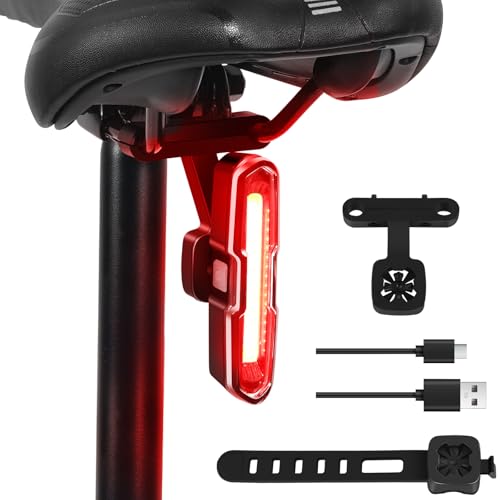 Bike Tail Light Powerful 110 Lumens - Bicycle Light 5 Modes Red/Blue, Waterproof IP64, Rechargeable USB-C, Quick Release Brackets for Saddle & Seatpost, DON PEREGRINO B2 Rear Bike Light