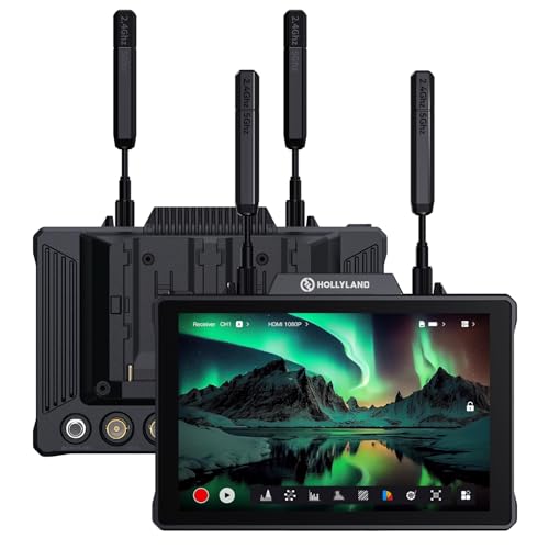 Hollyland Pyro 7 Wireless Video Transmitter & Receiver & 7 inch Camera Field Monitor HDMI & SDI 1300ft Range, 60ms Latency Auto Dual-Band Hopping with Waveform, LUTs, Recording, Vector Scope, Dou kit