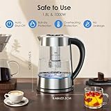 CHEFESS Electric Glass Kettle, 1.8 L / 60.8 oz Tea Kettle with 12 Temperature Control and Tea Infuser, up to 24-Hour Keep Warm, Stainless Steel Lid & Strainer, Hot Water Boiler for Coffee, Tea