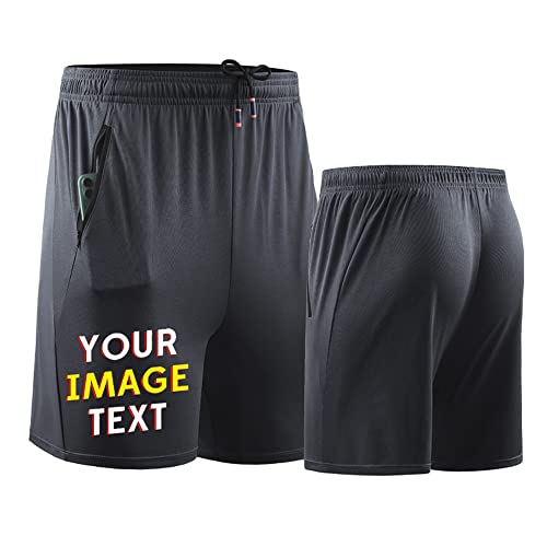 DEYI Custom Basketball Shorts Add Team Logo Name Outside Running Shorts,Grey L