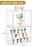 LXLXXL Acrylic Display Case for Collectibles 3 Layer Adjustable Figure Display Case with Magnetic Door Clear Stackable Display Box for Figures Showcase 2Pack