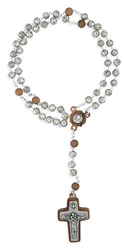 Vatican Imports Pope Francis Rosary with Rosette Beads and Wood Accents - Made in Italy (Olive Wood)
