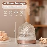 200ml Glass Reservoir Essential Oil Diffuser with Glass Dome Ultrasonic Aromatherapy Diffuser with Four Timer Colorful Light Auto-Off for Gift Home Office Bedroom