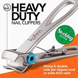 KOHM Nail Clippers for Thick Nails - Heavy Duty, Wide Mouth Professional Fingernail and Toenail Clippers for Men, Women & Seniors, Silver