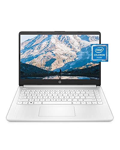 HP 14 Laptop, Intel Celeron N4020, 4 GB RAM, 64 GB Storage, 14-inch Micro-edge HD Display, Windows 11 Home, Thin & Portable, 4K Graphics, One Year of Microsoft 365 (14-dq0040nr, Snowflake White)