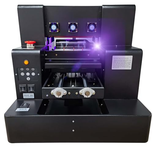 A4 XP600 UV Printer, Double Printing Speed, UV Flatbed Printer, Higher Resolution 5760 * 1440dpi, UV DTF Printer Machine with Bottle Holder for Phone Case Bottles DTF Stickers Acrylic Leather