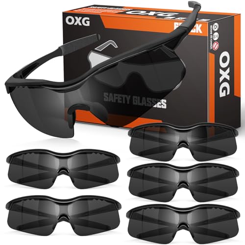 OXG 6 Pack Tinted Safety Glasses for Men and Women, UV-Block Safety Goggles ANSI Z87.1 Protective Eyewear Impact & Scratch Resistant Eye Protection