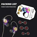 QKZ AK3 In Ear Monitor Headphones, Portable 3.5mm Wired Gaming IEM In-ear Earphones Ear Buds, HiFi Stereo Headphones Cool Purple Clear IEM in Ear Inear Monitors Earbuds for Singers Musicians with Mic