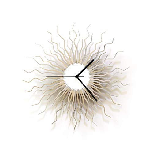 ardeola - Silver - 16 Inch Large Sunburst Wall Clock, Starburst Design - Modern Wall Decor, Contemporary Handmade Silver Clock, Large Decorative Clock