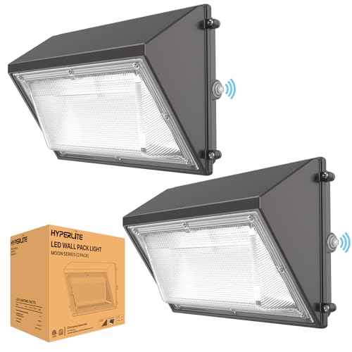 HYPERLITE LED Wall Pack Light 50W 2Packs with Dusk-to-Dawn Photocell, 5000K Wall Pack Lights Outdoor Led, Ideal LED Wall Pack for Workshop Yard Shop Warehouse Barn Factory ETL Listed