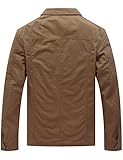 WenVen Men's Flat Collar Military Work Wear Jacket Vintage Coat (Khaki, S)