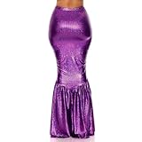 Forplay Women's High-Waisted Mermaid Skirt with Hologram Finish, Purple, Medium/Large