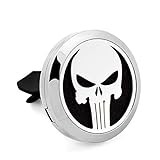 Aromabug Jumbo Size (JUMBO Punisher) 38mm (1-1/2 in dia.) Car Aromatherapy Essential Oil Diffuser Stainless Steel Locket Air Freshener with Vent Clip 7 Pads 1 Oil Included