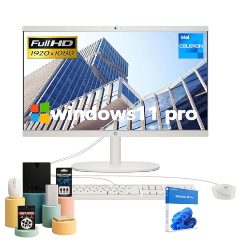HP 21.5" FHD All-in-One Desktop Computer, w/Office Lifetime & Win 11 Pro, Webcam, WiFi6,FHD Anti-Glare Display, HDMI, Intel Celeron J4025 Processor, Wired Keyboard & Mouse, 32GB RAM + 1TB SSD