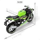 Risopen 1:12 Motorcycle Model Toy for Kawasaki Ninja ZX-6R Metal Die-cast with Plastic Motorcycle Model No Assembly Required Mini Finished Moto Gift for Adult（Green）