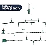 PREXTEX 500 Count Clear Christmas Tree Lights with Green Wire - 100 ft Warm White Twinkle Lights for Indoor or Outdoor Use - Holiday Fairy String Lights for Christmas Trees, Patios, and More