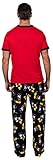 Disney Men's Classic Mickey Mouse Pajama Tee and Lounge Pant Set, Red/Black Mickey, Size Large