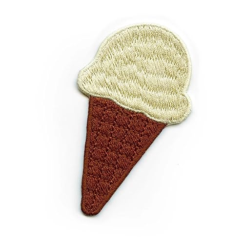 Vanilla Ice Cream Cone Patch Frozen Scoop DIY Iron On Embroidered