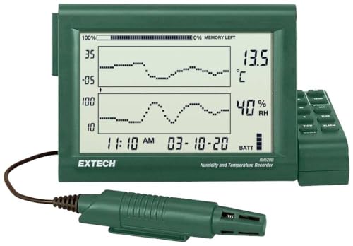Extech RH520B: Humidity+Temperature Chart Recorder with Detachable Probe, Graphical Datalogger for Humidity/Temperature Measurements and Dew Point Calculation