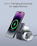 Anker MagSafe Charger Stand, Wireless Charger, 3-in-1 Cube, 15W Foldable Fast Charging for iPhone 16/15/14/13, Apple Watch, AirPods (Charger Included)