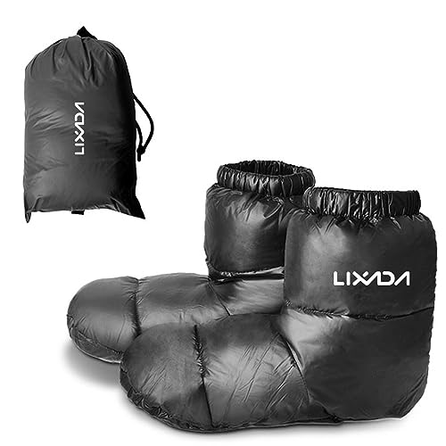Lixada Ultralight Winter Duck Down Booties Warm Socks Slippers Warm Soft Cozy Water-Resistant for Camping Sleeping Bag Men Women Winter Duck Down Booties Slipper Boots