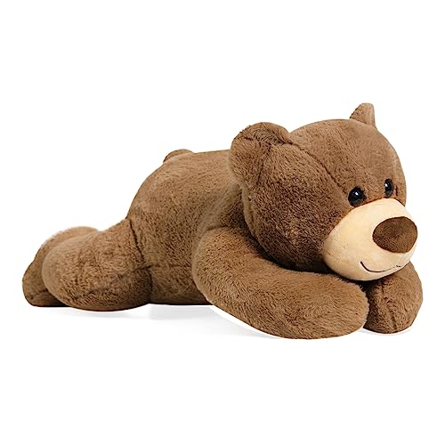 Fiosnow Weighted Stuffed Animals for Adults Brown Bear 3.5lbs 24" Weighted Plush Animals for Kids Throw Pillow Hugging Toys