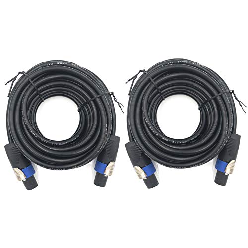 ROCMUZZK 2 Pack 50ft Pro Speakon to Speakon Cable, Pair 12AWG Patch Cords, Professional Speakon Audio Cable Cord with NL4FC Connectors