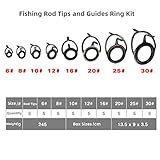 45pcs/Box Fishing Rod Repair Kit, Fishing Rod Tips and Guides Replacement Kit, Ceramic Guide Ring Fishing Pole Tip Repair Kit Fishing Rod Eyes Repair Guides