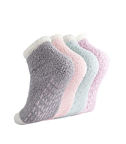 Breslatte Non Slip Hospital Socks with Grips for Women Grip Gripper Slipper Socks for Women Fluffy Gifts