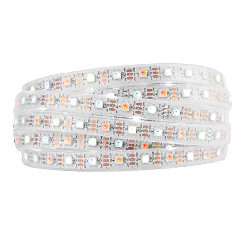 BTF-LIGHTING RGBW RGB+Warm White SK6812 (Similar WS2812B) 4 Colors in 1 LED Strip Individually Addressable 16.4ft 60Pixel/m 300LED Light Dream Color IP67 DC5V White PCB (No Adapter or Controller)
