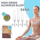 Tuning Forks for Healing Set – Includes 128Hz, 136Hz, 256Hz, 384Hz & Activator, Portable in Red Leather Pouch – Medical Grade Sound Healing Instruments for Chakra, Yoga, and Meditation