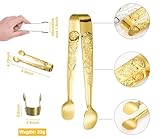 HINMAY Mini Serving Tongs 5-Inch Small Rose Sugar Cube Appetizer Tongs, Set of 6 (Gold)